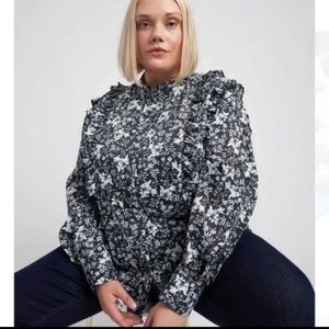 Universal Standard ruffled chambray shirt